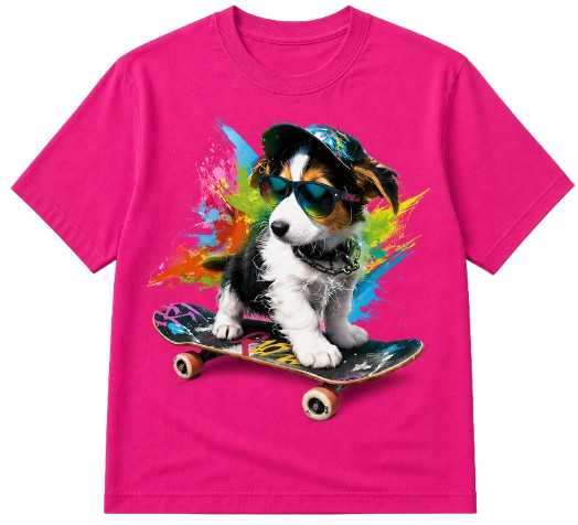 T-shirt chien skateboard