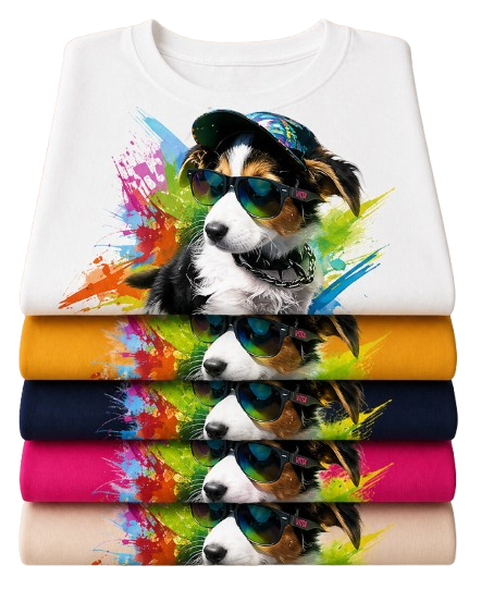 T-shirt chien skateboard