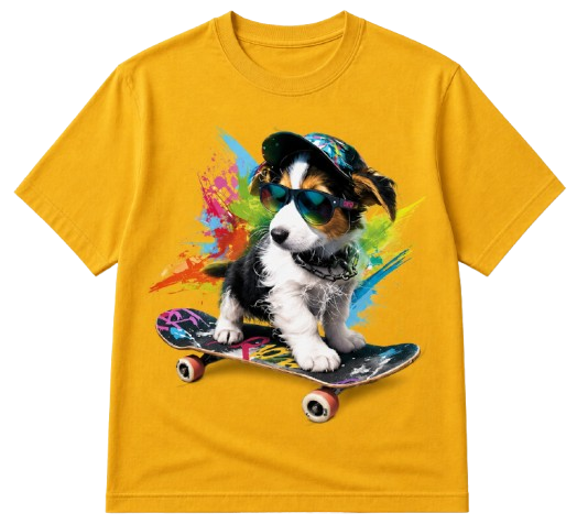 T-shirt chien skateboard