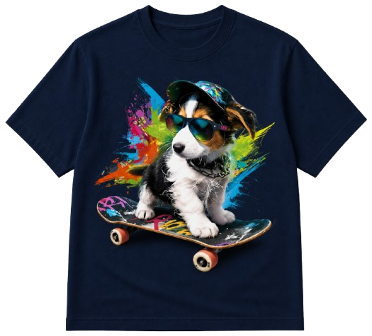 T-shirt chien skateboard