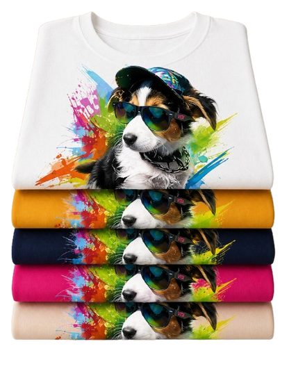 T-shirt chien skateboard