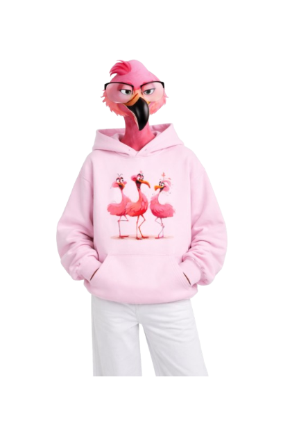 Sweat À Capuche Flamant Rose
